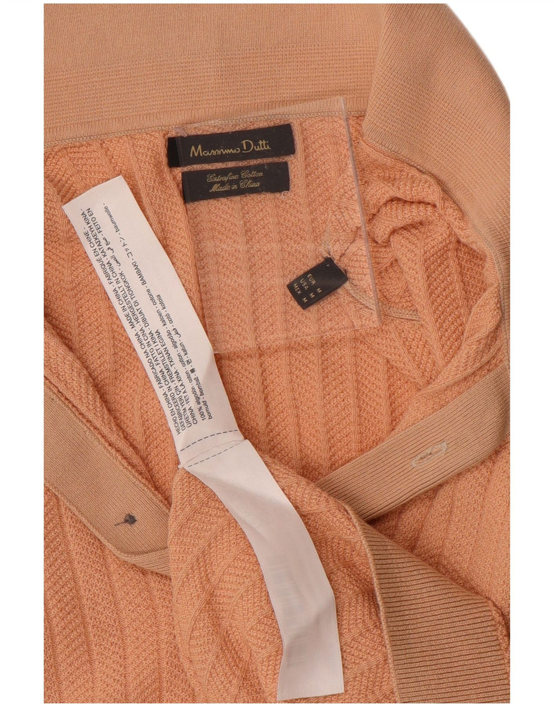 Suéter masculino MASSIMO DUTTI de manga curta com gola polo rosa médio