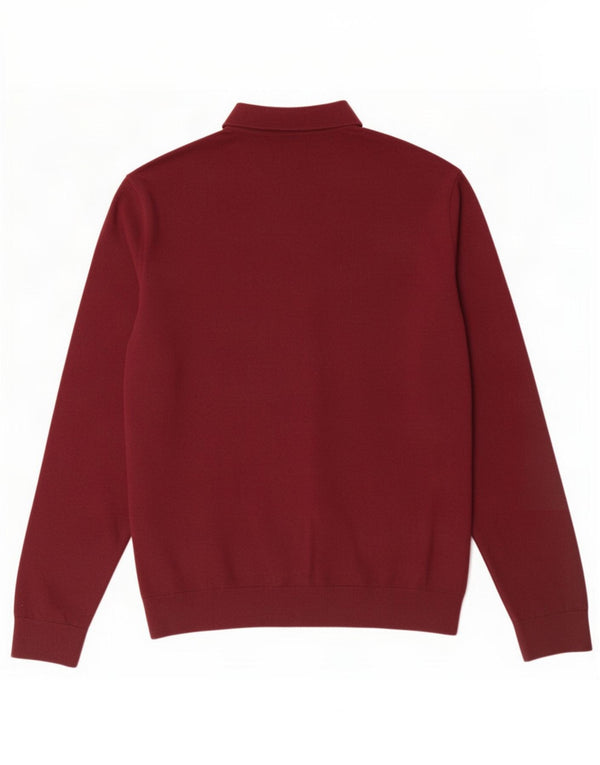 Suéter masculino Marks & Spencer com gola polo XL algodão Borgonha