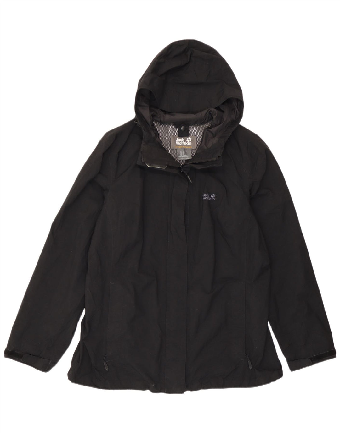 Jaqueta corta-vento feminina com capuz Jack Wolfskin Reino Unido 18 XL preto poliamida