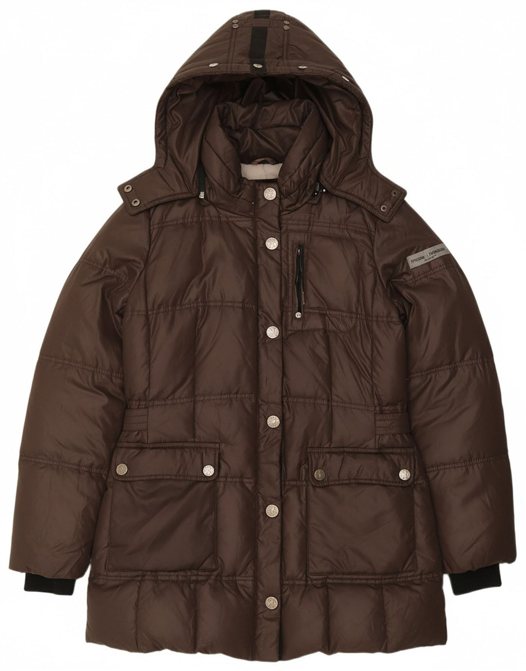 Casaco feminino acolchoado com capuz FRIEDA & FREDDIES Reino Unido 16 grande marrom