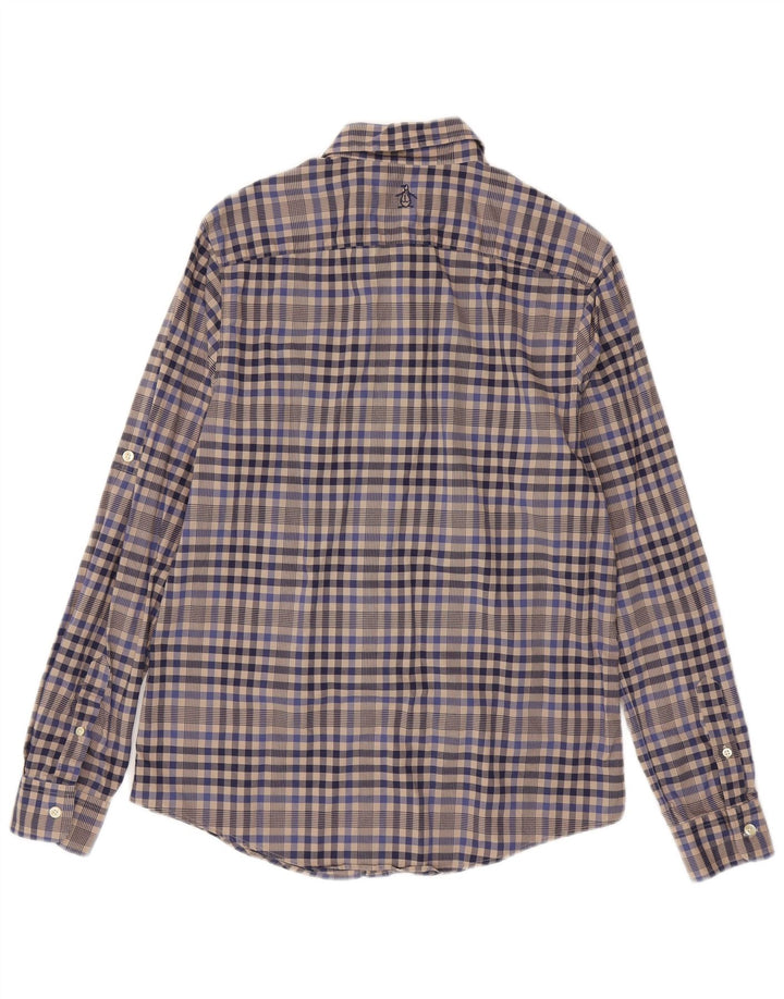 Camisa masculina Penguin cinza médio algodão guingão