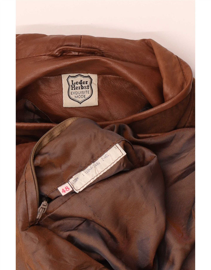 Jaqueta de couro feminina Leder Herbst UK 18 XL marrom clássico