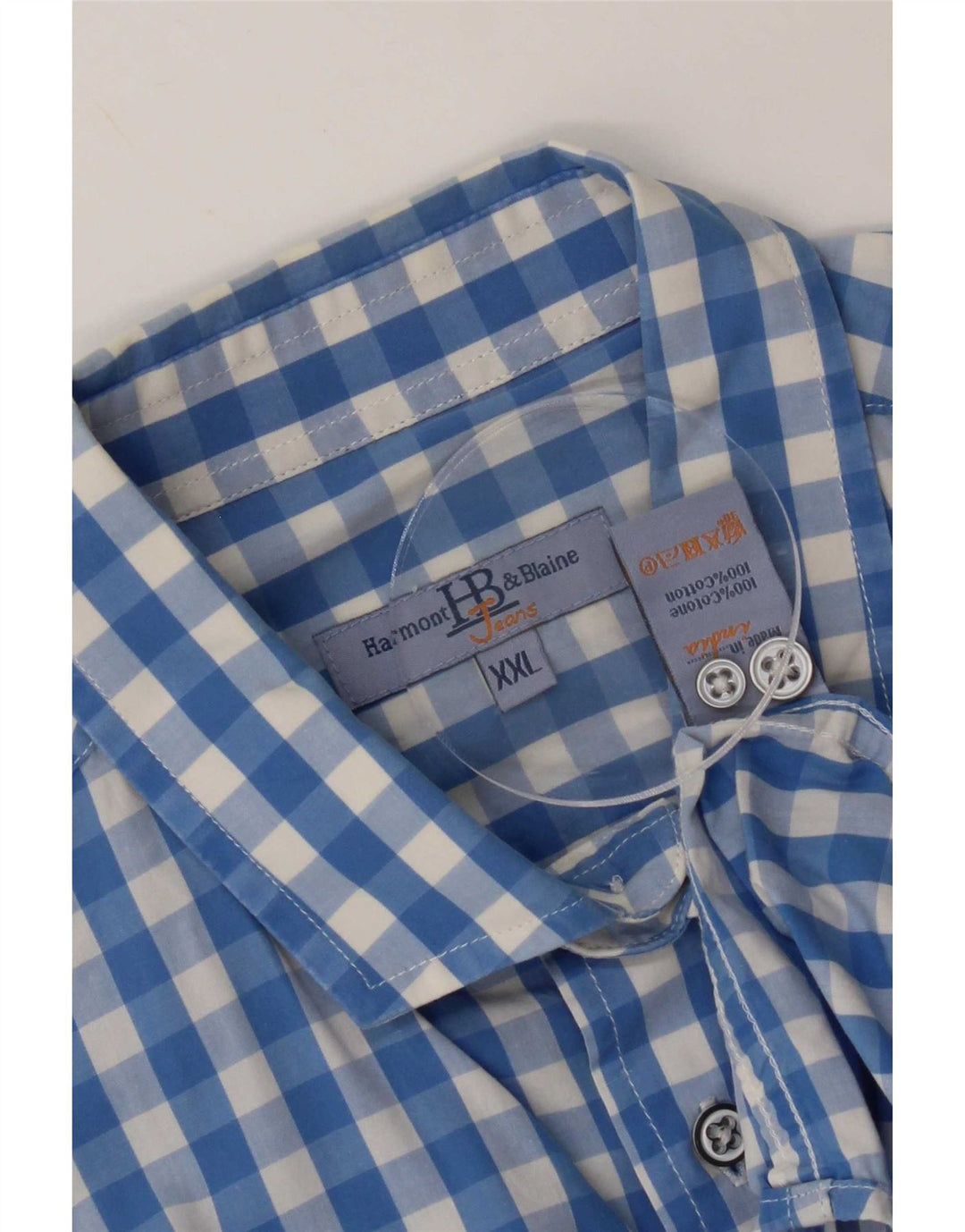 Camisa masculina Harmont & Blaine 2XL algodão guingão azul