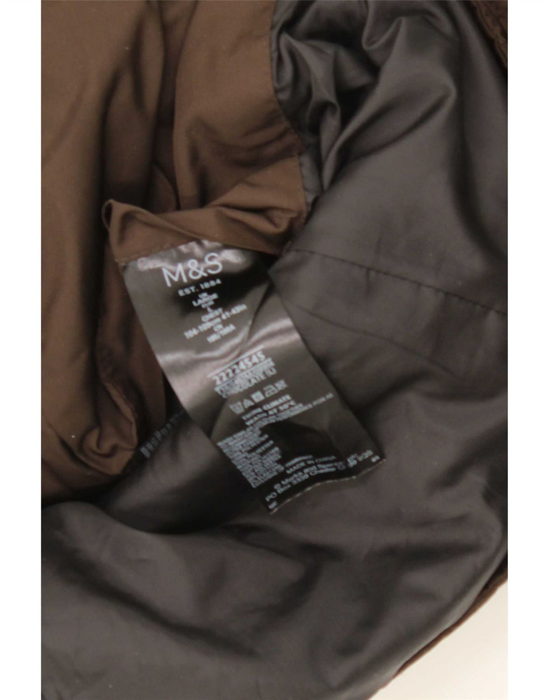 Jaqueta acolchoada masculina Marks & Spencer Reino Unido 40 grande poliéster marrom