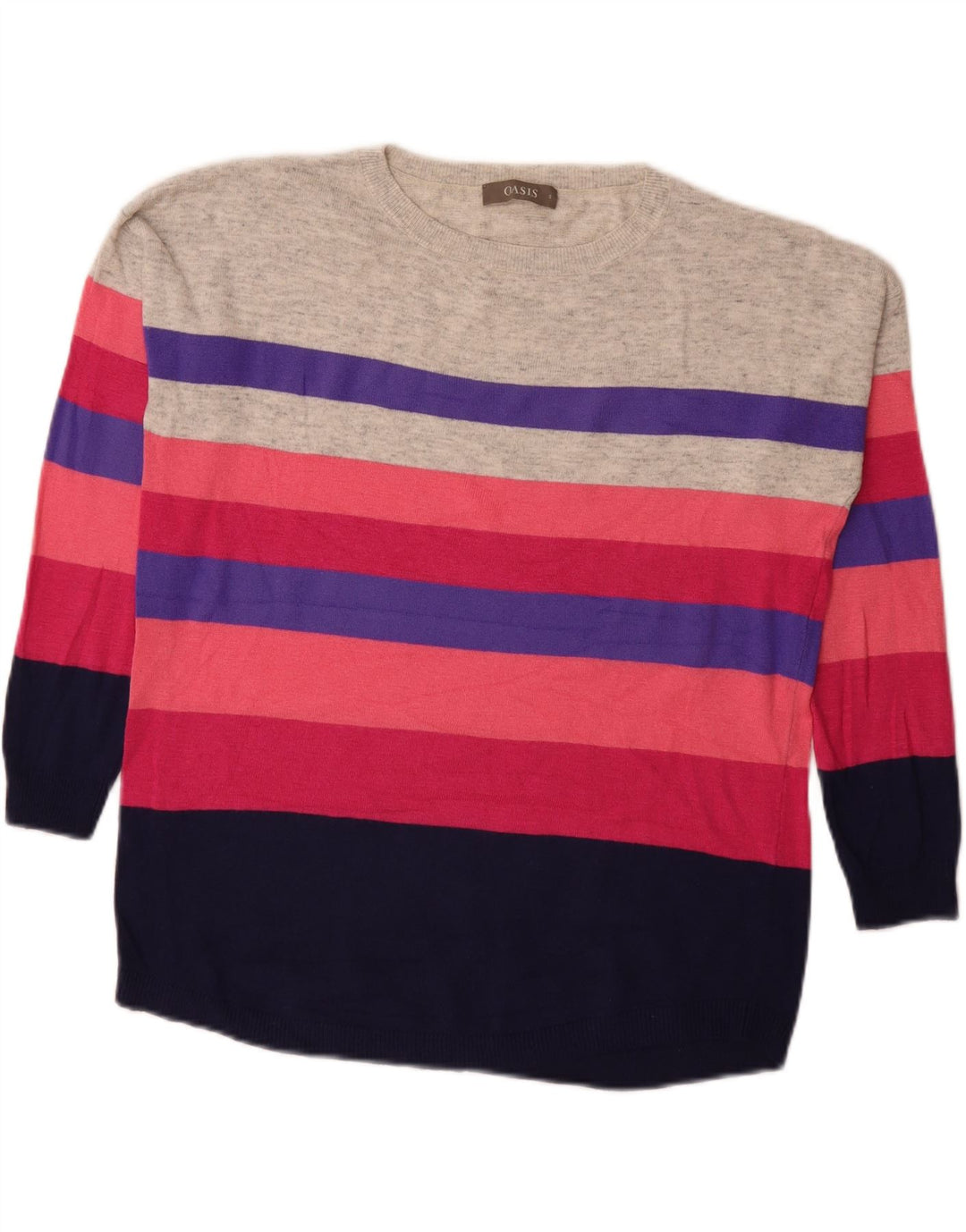 Suéter feminino Oasis com gola canoa e listrado pequeno multicolorido Reino Unido 10
