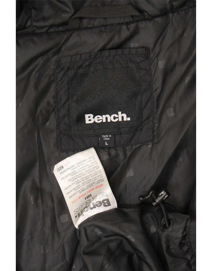 Jaqueta masculina acolchoada com capuz para banco UK 40 grande poliamida preta