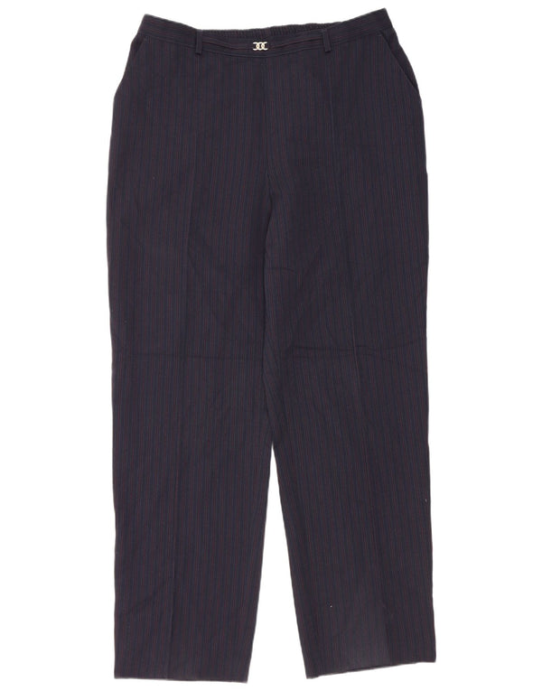Calça casual feminina Marks & Spencer Reino Unido 18 XL W34 L29 azul marinho listrado