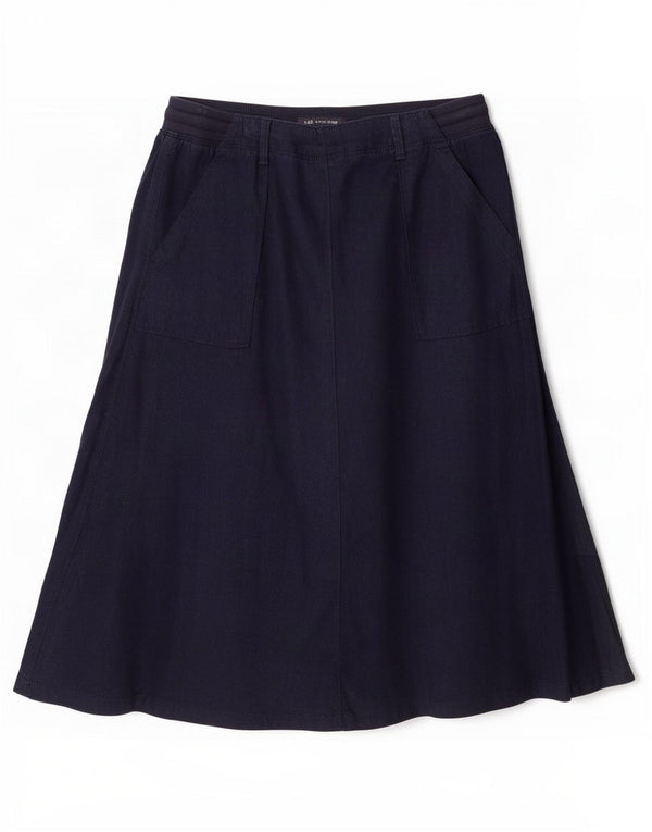 Saia feminina Marks & Spencer A-Line UK 14 grande W32 algodão azul marinho