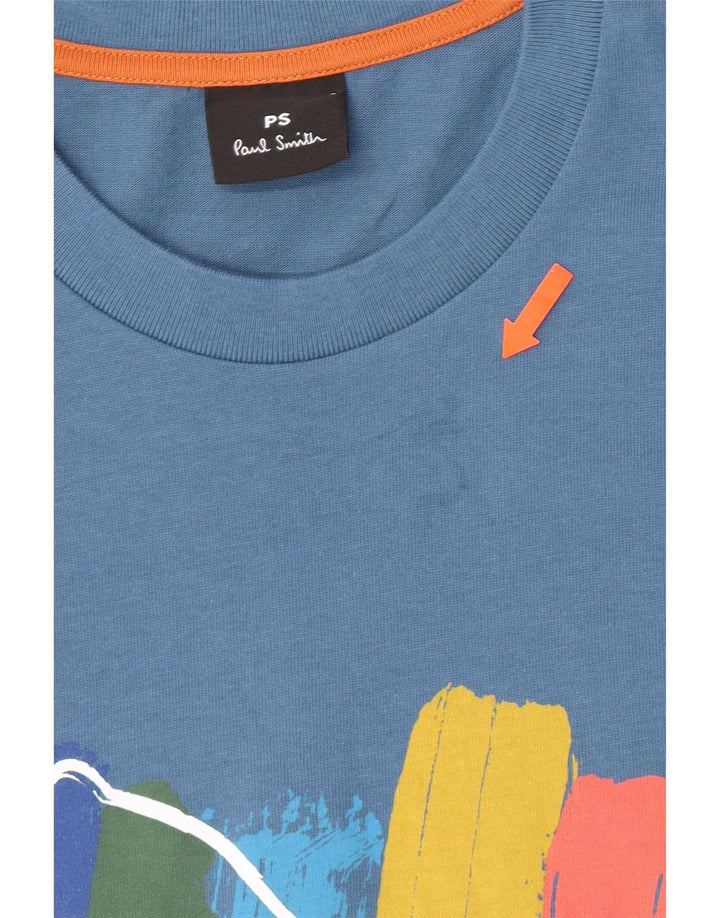 Camiseta masculina Paul Smith com estampa gráfica grande de algodão azul