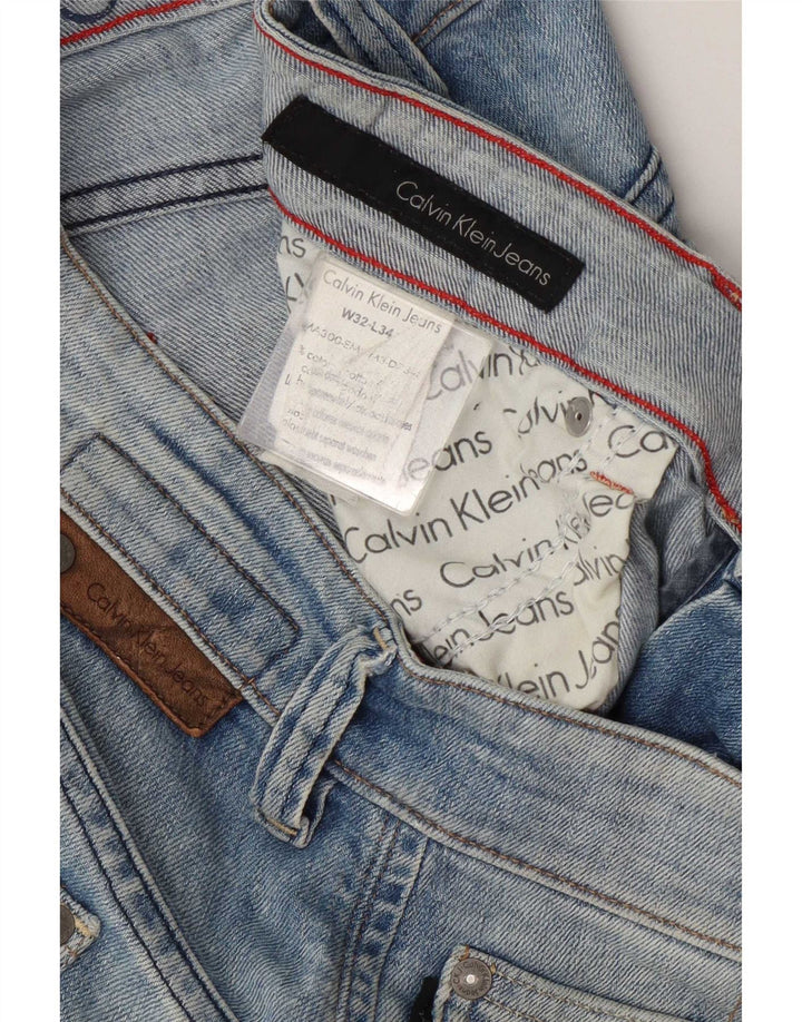 Calça jeans reta masculina Calvin Klein W32 L34 azul algodão