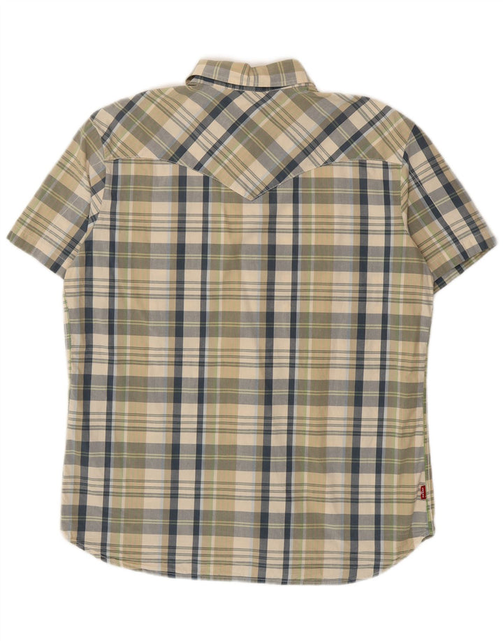 Camisa masculina de manga curta Levi's grande algodão xadrez verde