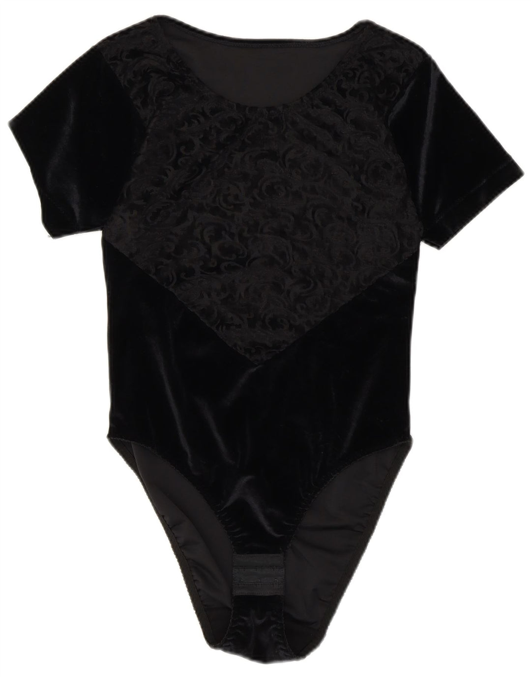 Body feminino MICHELLE de veludo UK 14 médio preto paisley poliéster