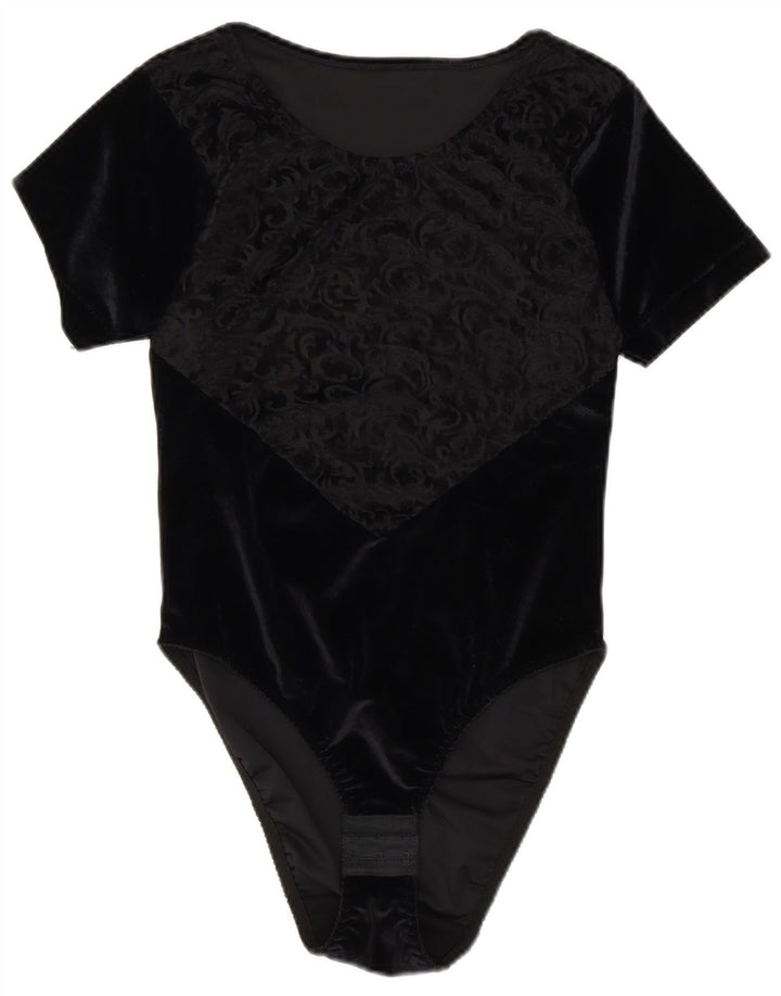 Body feminino MICHELLE de veludo UK 14 médio preto paisley poliéster