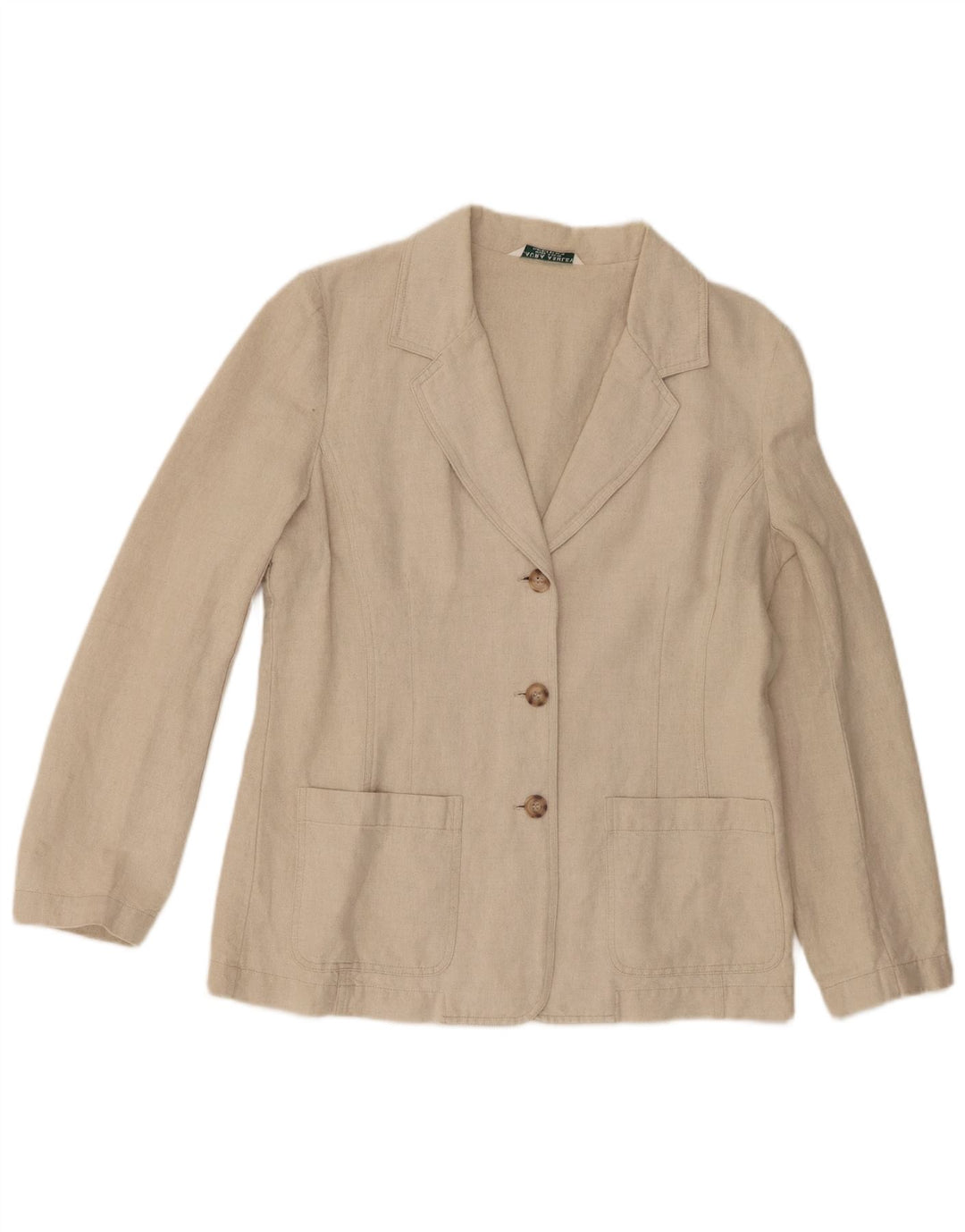 Jaqueta blazer feminina Laura Ashley com 3 botões Reino Unido 14 linho bege grande