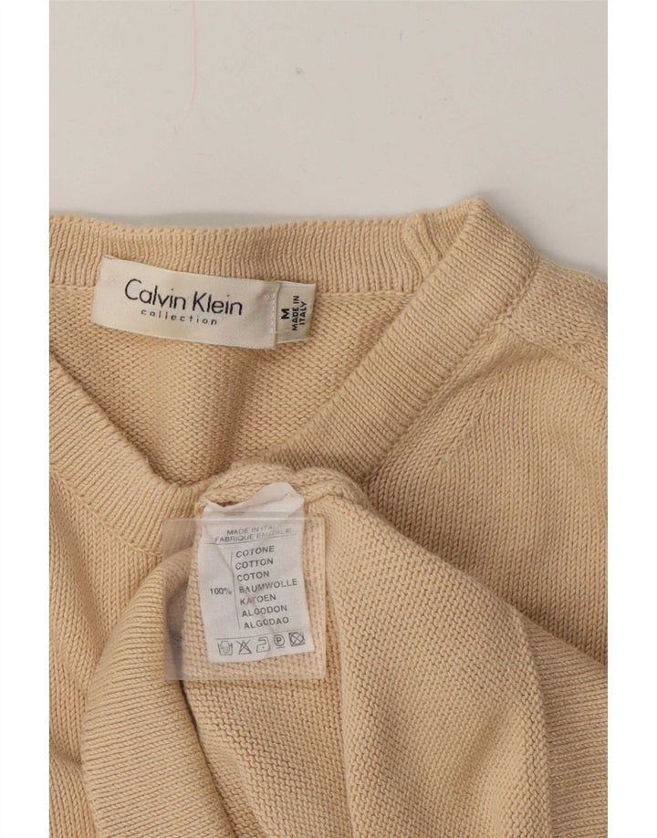 Suéter feminino Calvin Klein com gola redonda e ajuste regular Reino Unido 12 médio bege