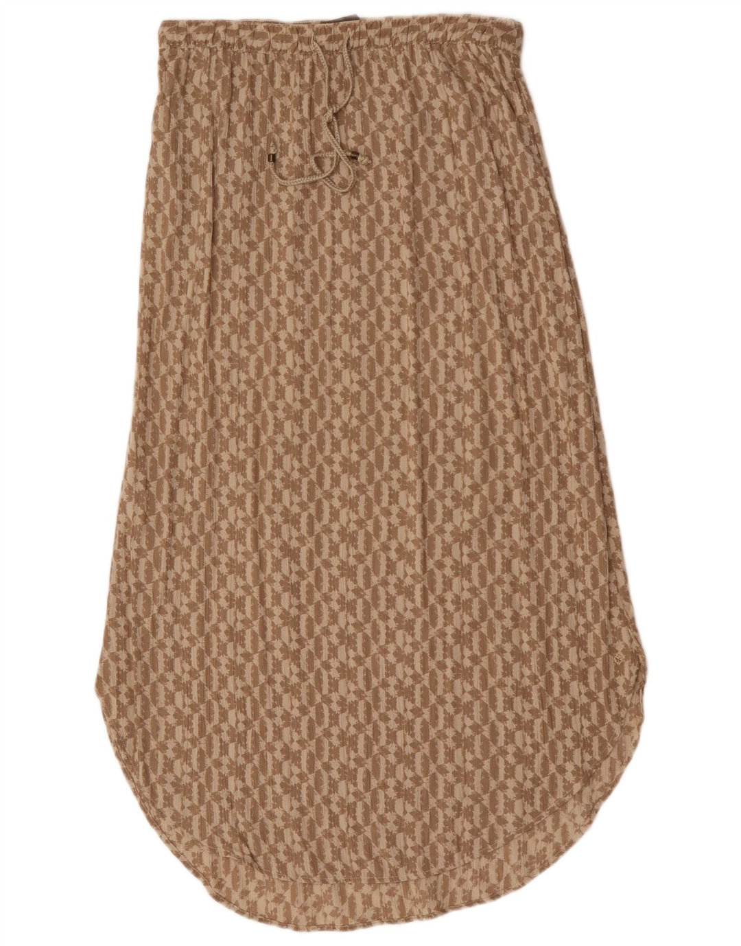 Saia maxi feminina Eddie Bauer Reino Unido 14 médio W30 rayon geométrico bege