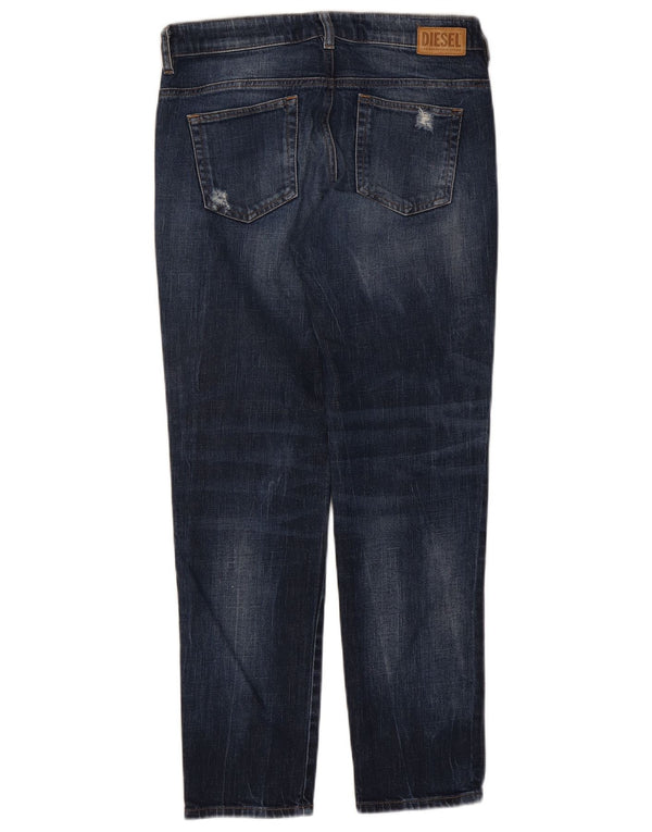 Diesel feminino desgastado cintura baixa jeans slim W28 L28 algodão azul marinho