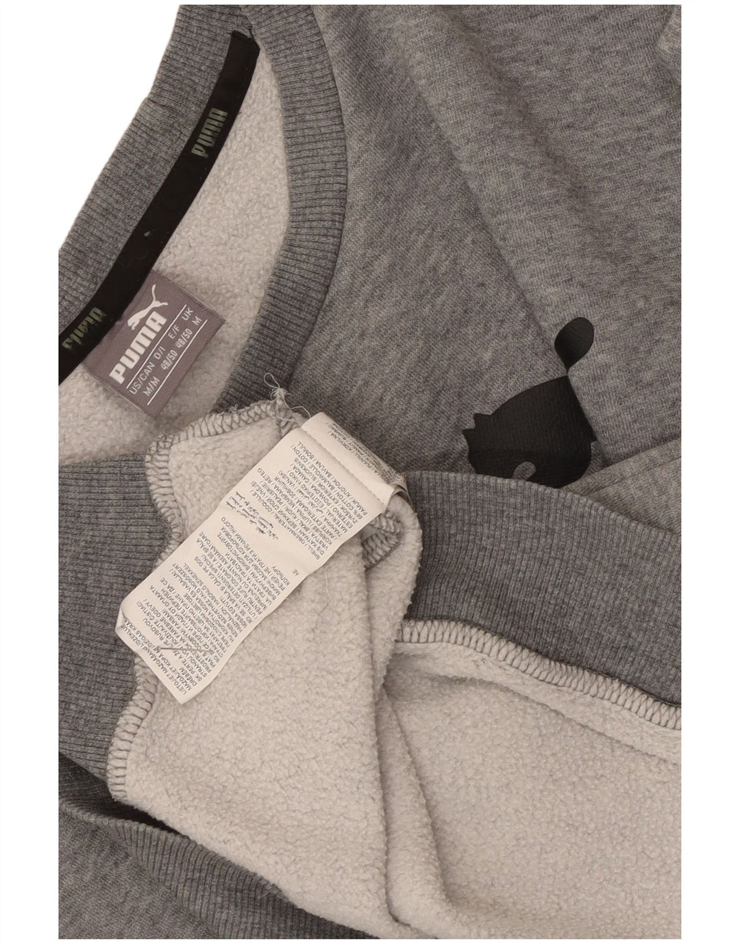 Puma masculino gráfico moletom jumper médio cinza algodão manchado