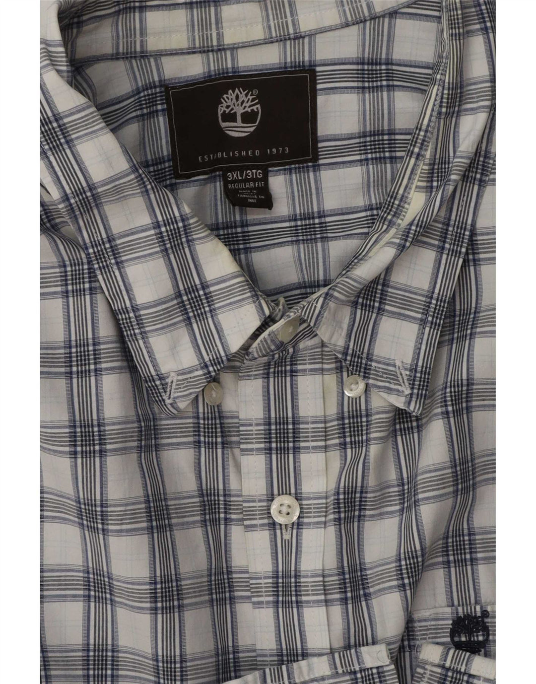 Camisa masculina Timberland manga curta regular fit 3XL azul xadrez
