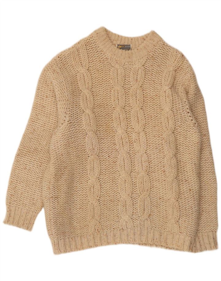 Suéter feminino VINTAGE com gola redonda UK 16 grande off white