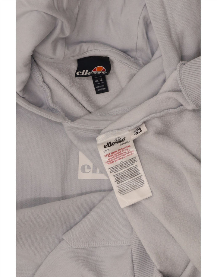 ELLESSE moletom com capuz feminino UK 12 algodão azul médio
