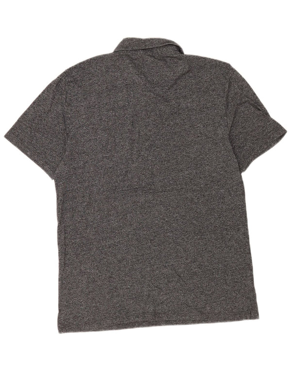 Camisa polo masculina Reiss algodão manchado cinza médio