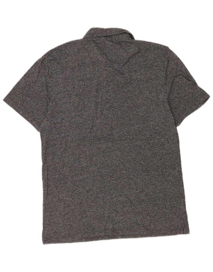 Camisa polo masculina Reiss algodão manchado cinza médio