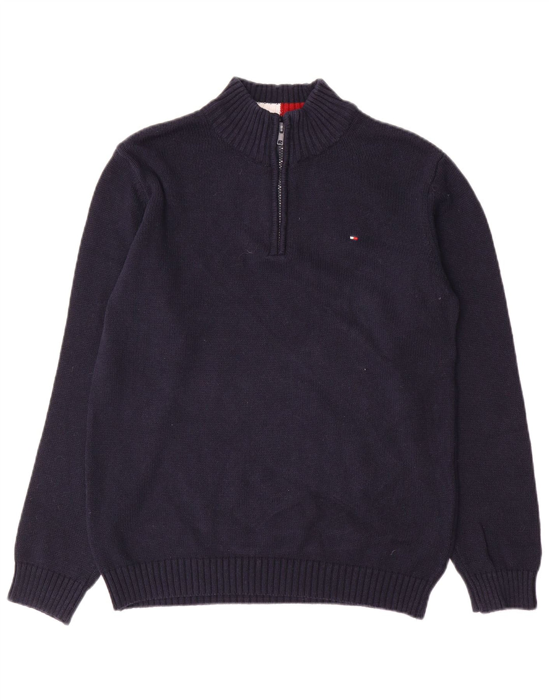 Suéter masculino TOMMY HILFIGER com zíper e gola 14-15 anos azul marinho algodão