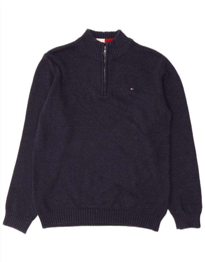 Suéter masculino TOMMY HILFIGER com zíper e gola 14-15 anos azul marinho algodão
