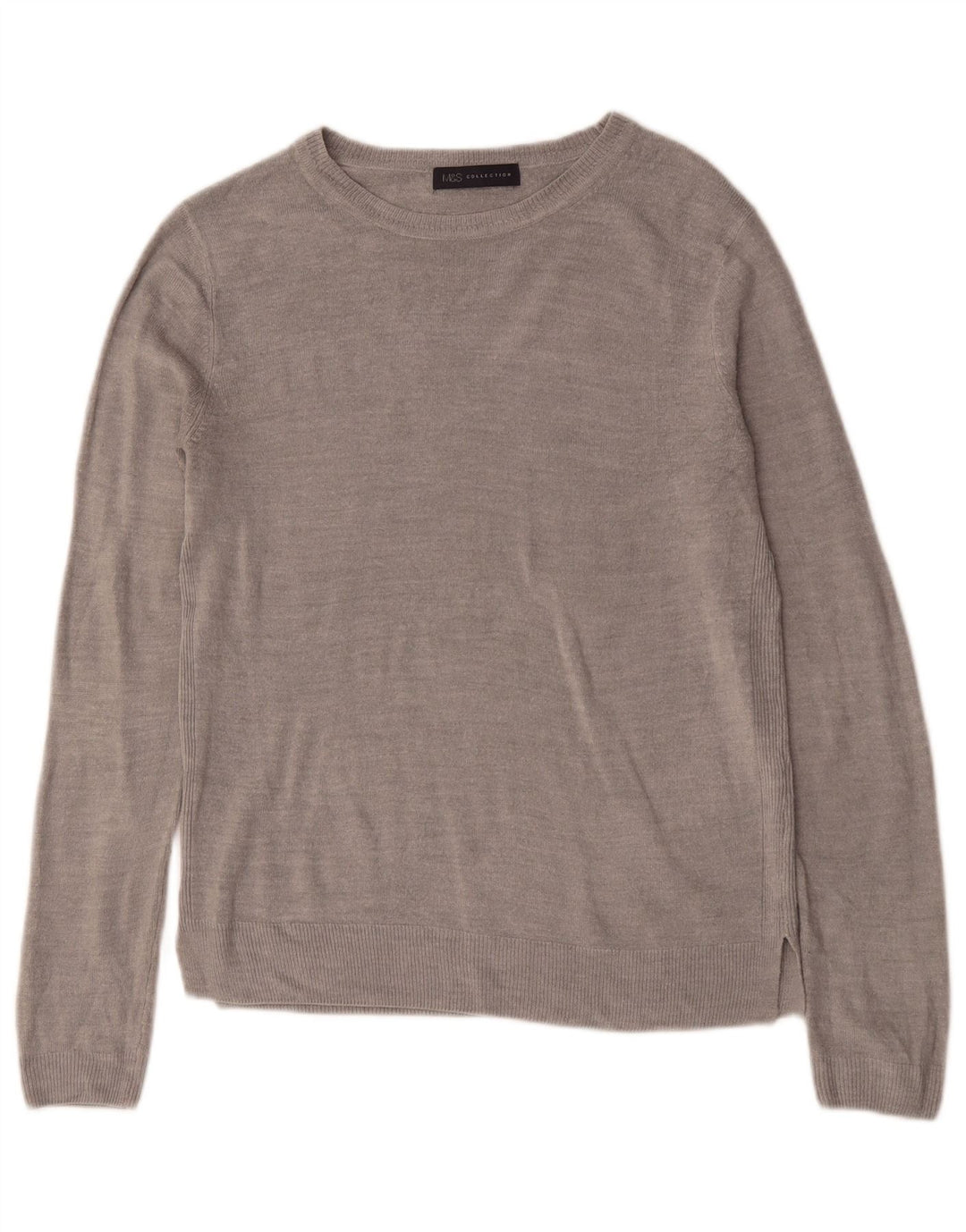 Suéter feminino Marks & Spencer com gola canoa Reino Unido 12 cinza médio