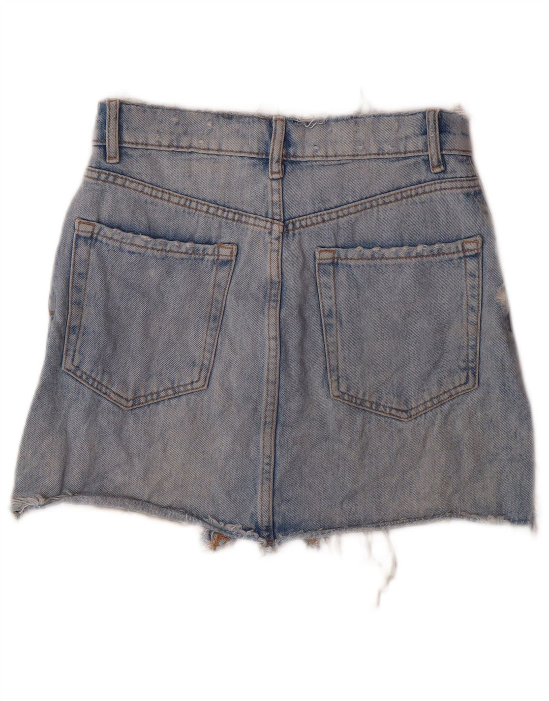 Saia jeans feminina ZARA pequena W26 algodão azul