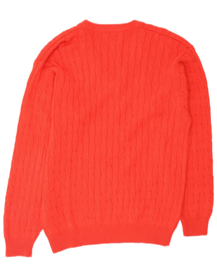 Suéter masculino branco Sails com decote em V grande laranja