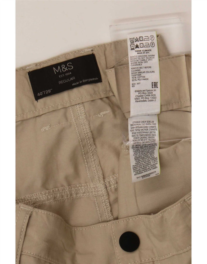 Calça cargo masculina Marks & Spencer Regular Fit W40 L29 algodão bege