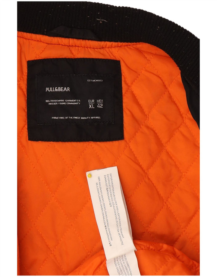 Jaqueta bomber feminina Pull & Bear UK 18 XL preto nylon