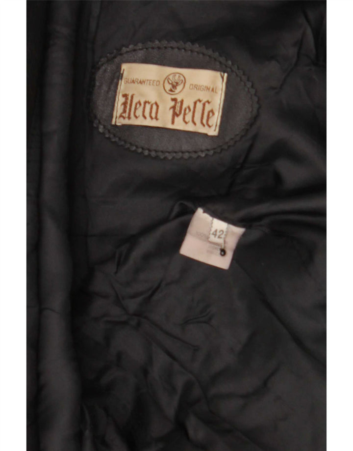 Jaqueta blazer feminina vintage de couro com 2 botões IT 42 preto médio