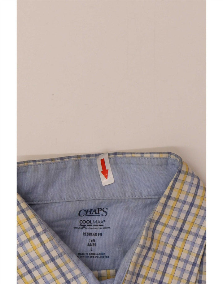 Camisa masculina Chaps Regular Fit tamanho 16 1/2 grande algodão xadrez multicolorido