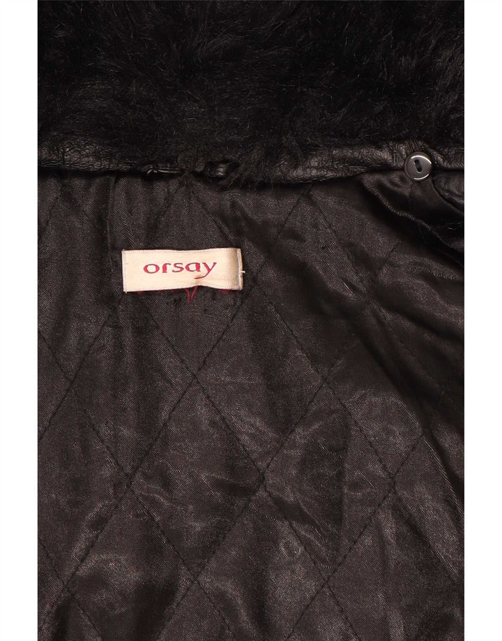 Casaco de couro feminino Orsay UK 10 pequeno preto