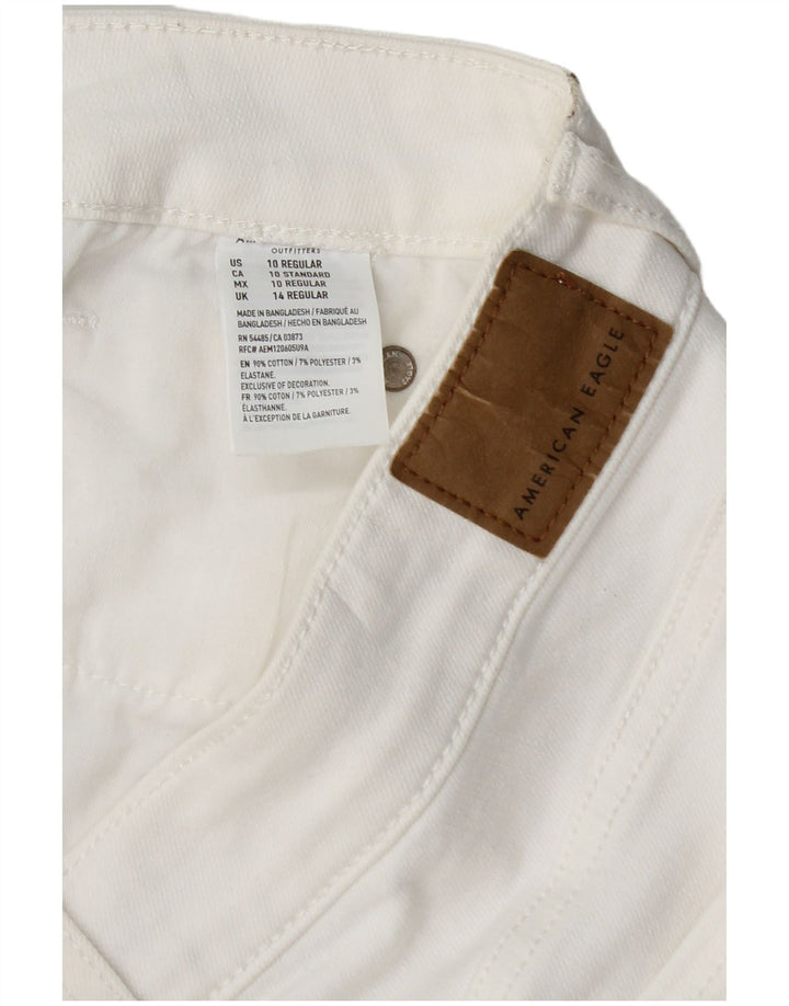Mini saia jeans feminina AMERICAN EAGLE UK 14 médio W30 algodão branco