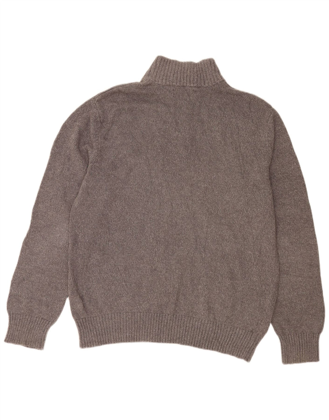 Suéter masculino Eddie Bauer com zíper e gola grande de algodão manchado cinza