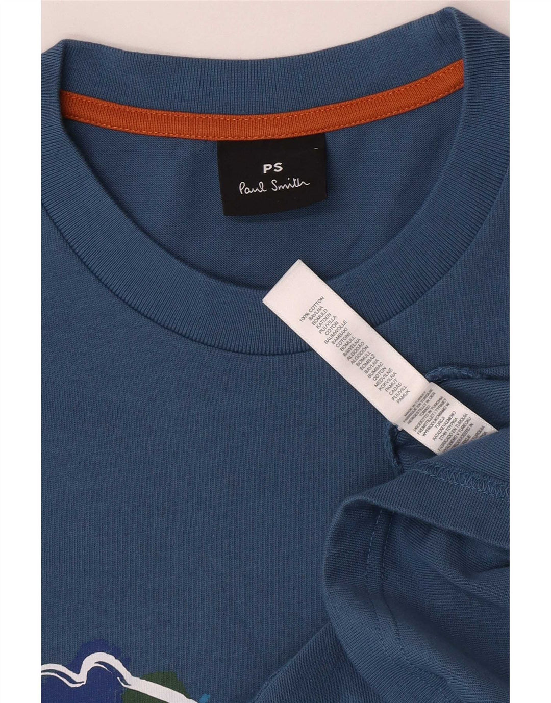Camiseta masculina Paul Smith com estampa gráfica grande de algodão azul