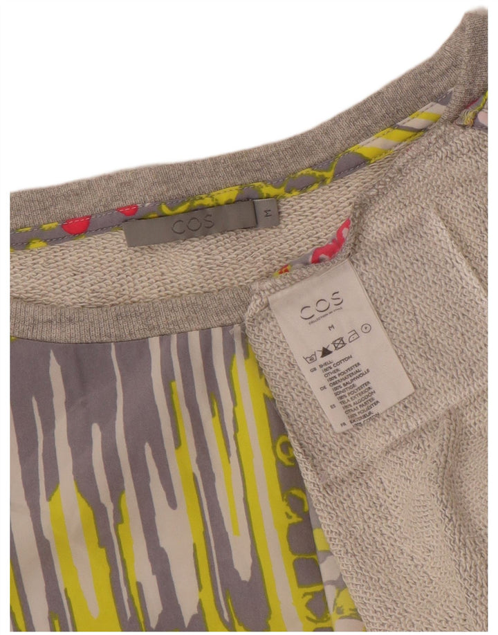 Cos moletom feminino jumper UK 14 algodão geométrico cinza médio
