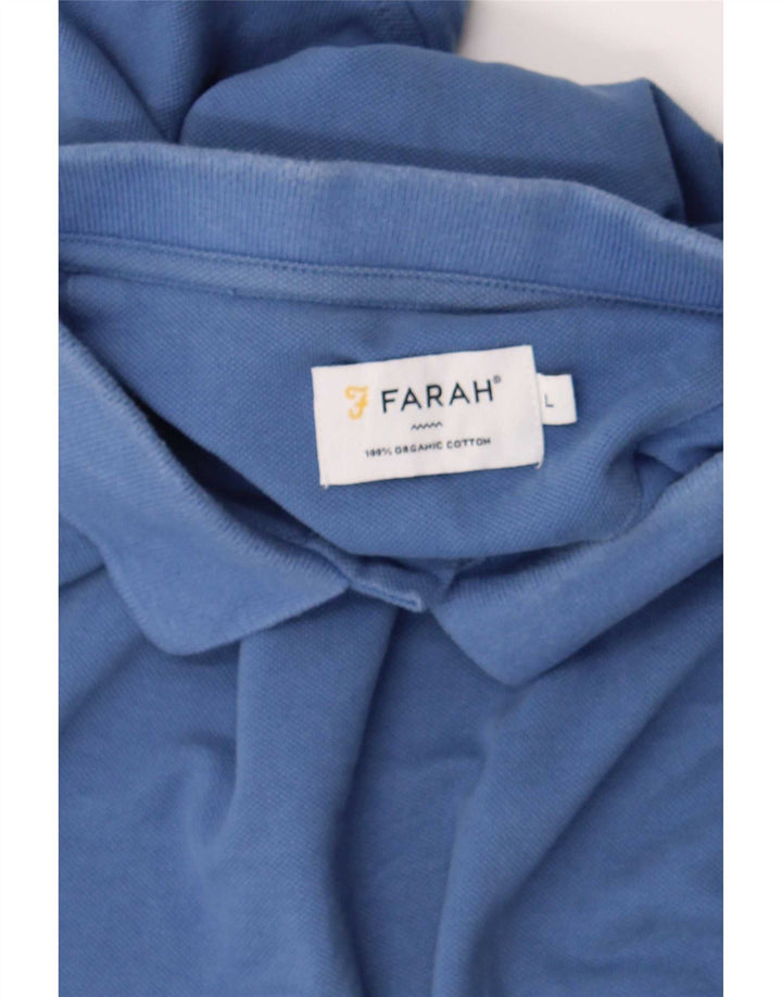 Camisa polo masculina Farah grande algodão azul