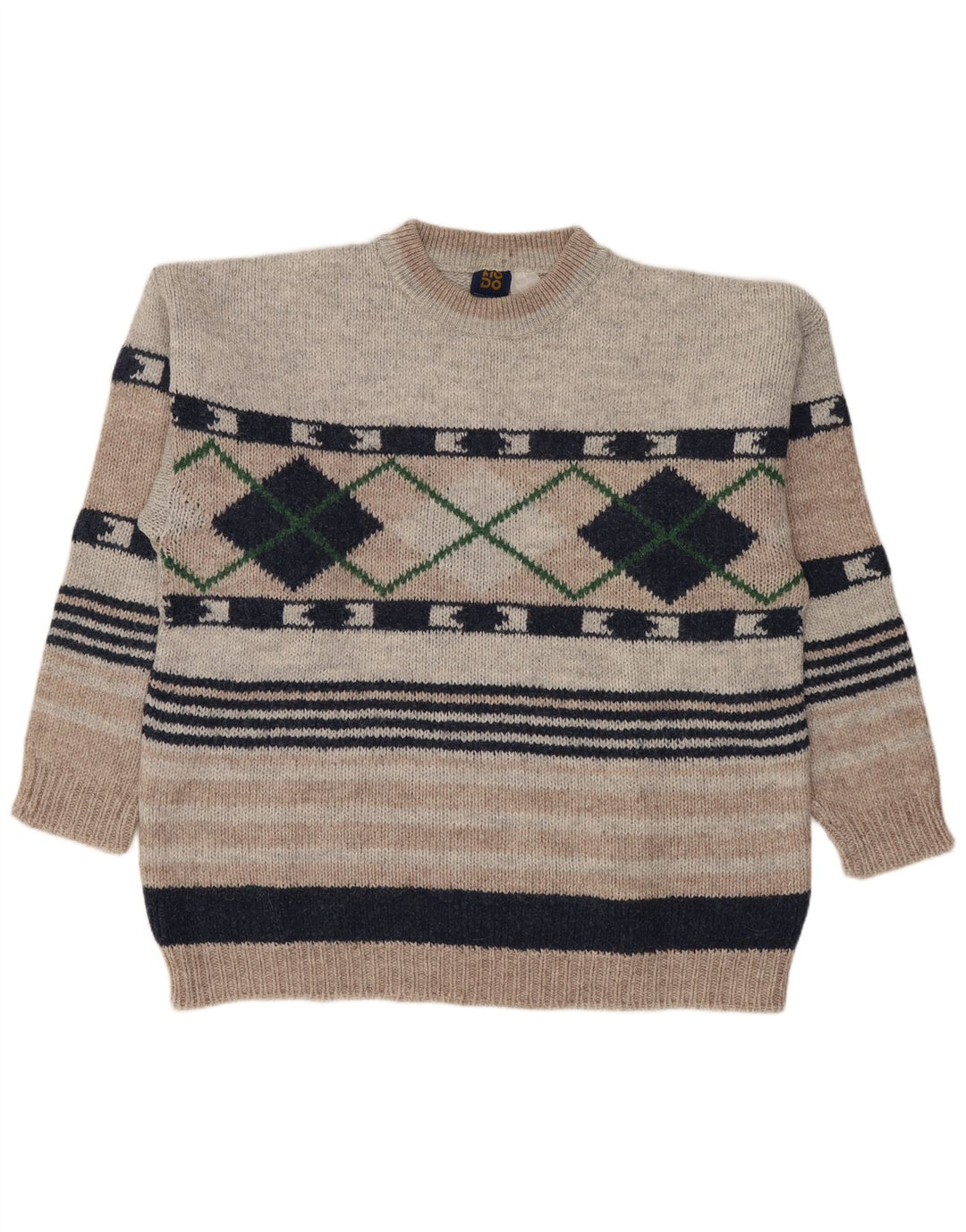 Suéter masculino Lotto com gola redonda grande cinza Argyle/Diamante