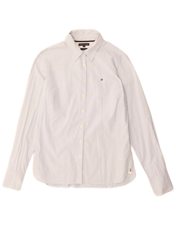 Camisa feminina Tommy Hilfiger EUA 8 algodão listrado azul médio