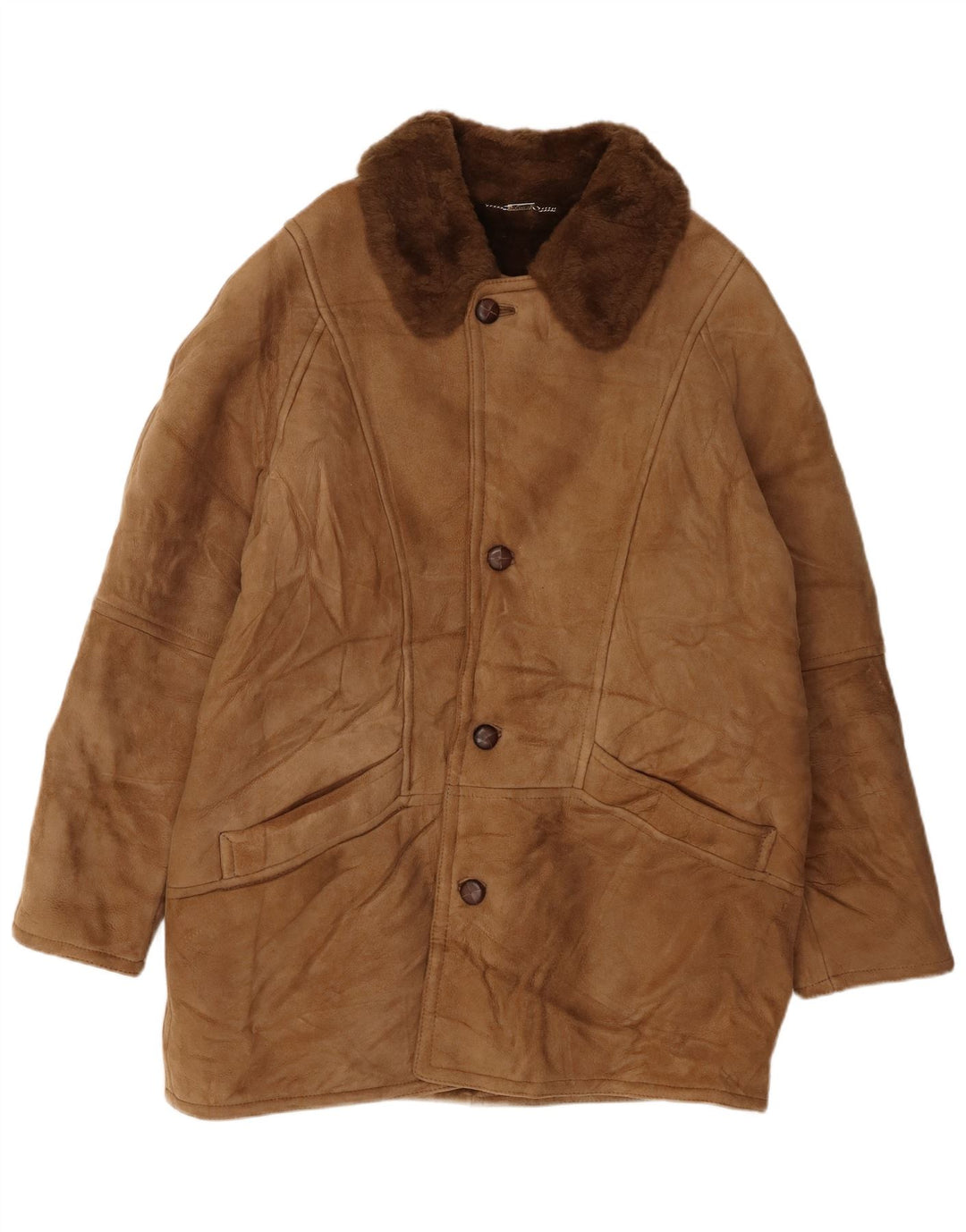 Sobretudo masculino de shearling da Breco IT 52 XL Bege Shearling