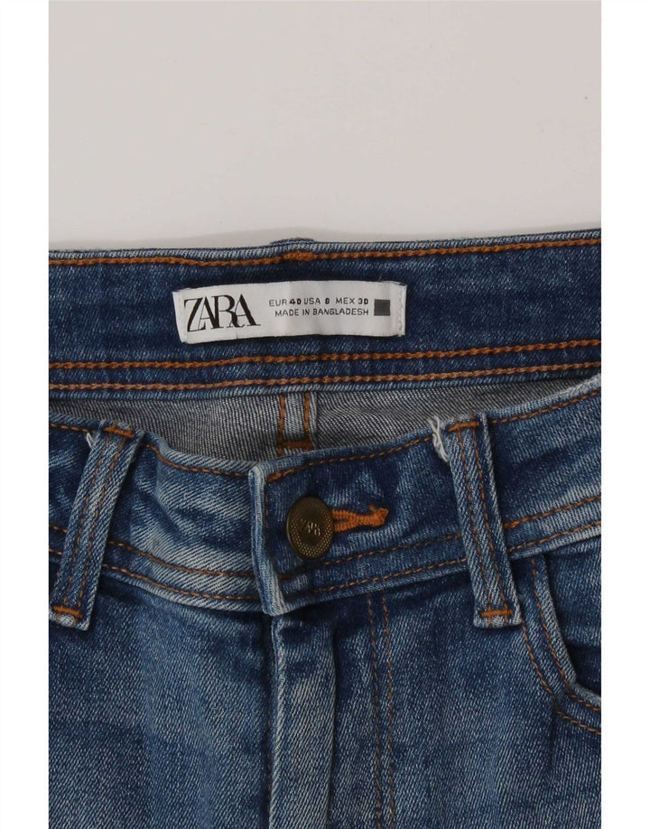 Zara Jeans feminino slim desgastado EU 40 médio W30 L27 azul