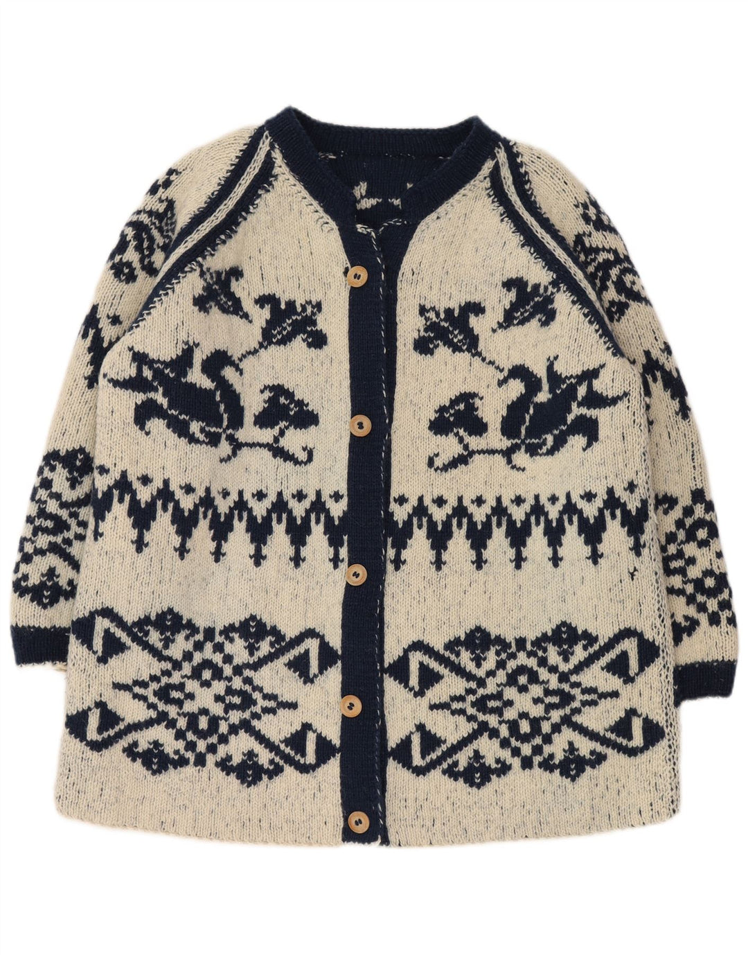 Suéter cardigã feminino vintage oversized longline UK 18 XL azul marinho