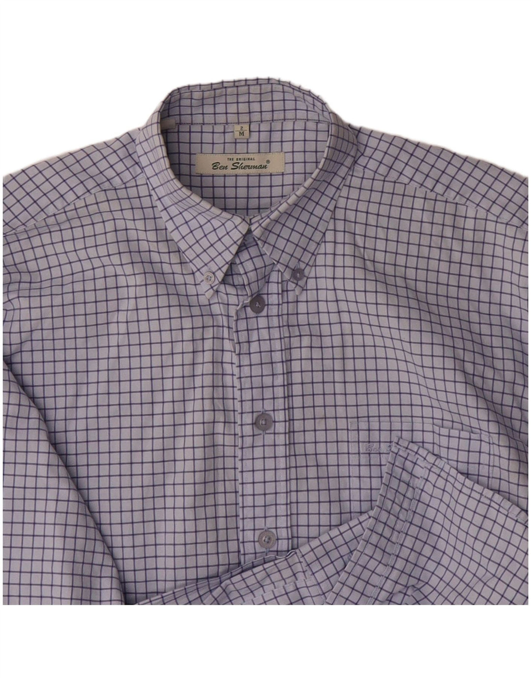 Camisa masculina BEN SHERMAN de algodão xadrez azul médio