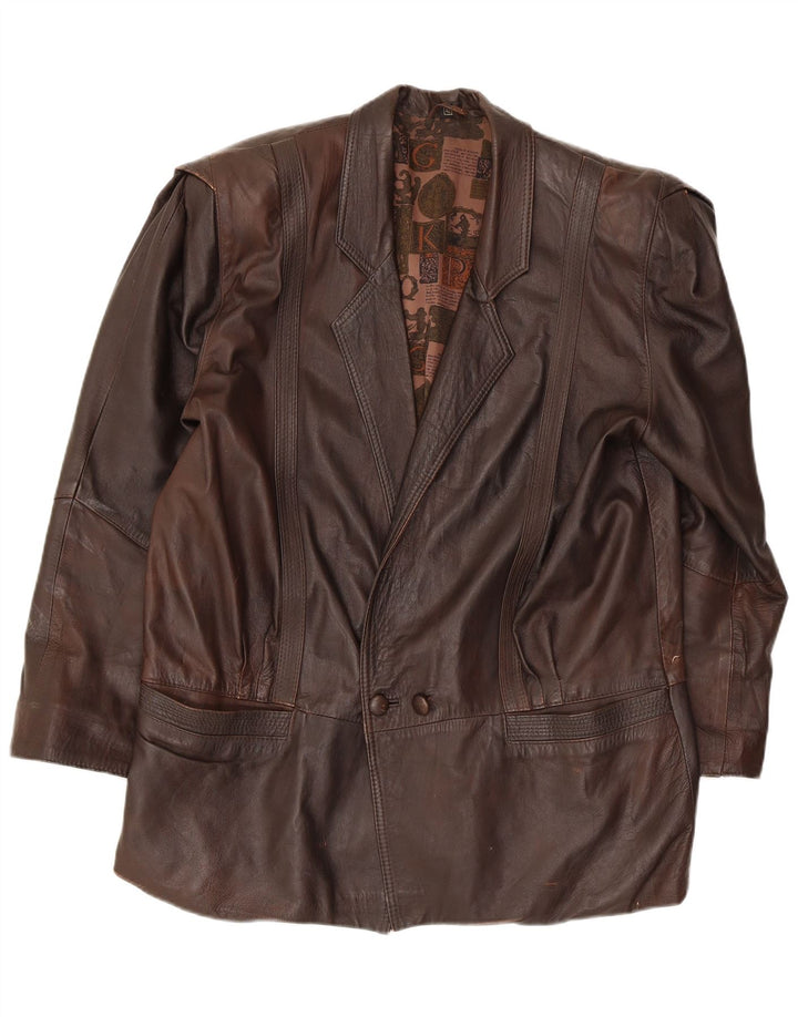 Jaqueta de couro feminina vintage IT 42 couro marrom médio