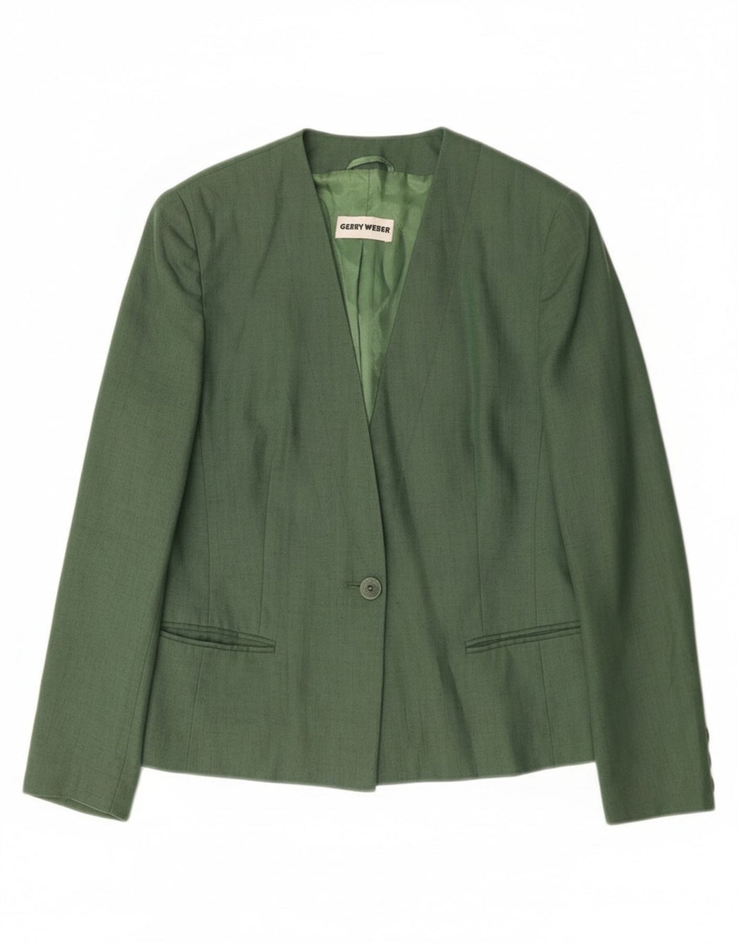 Jaqueta blazer feminina Gerry Weber com 1 botão UE 38 linho verde médio
